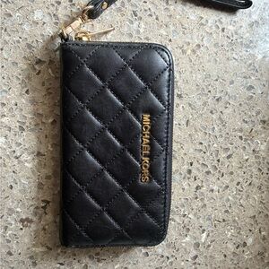 Michael Kors Quilted Black Wallet with Gold Accents